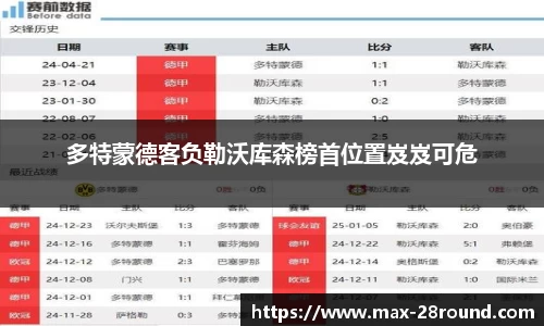 多特蒙德客负勒沃库森榜首位置岌岌可危